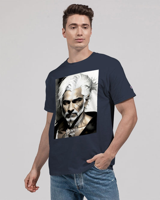 Handsome Silver grey Indian ink Portrait Unisex Tee | Champion