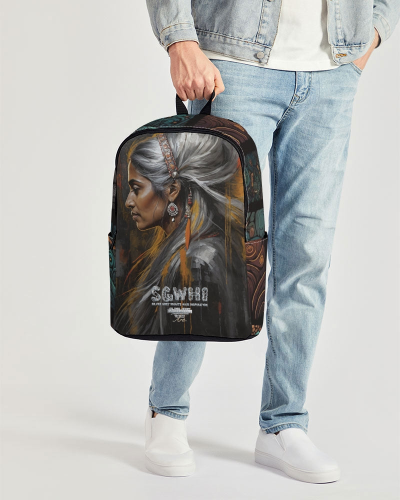 South Asian silver grey white hair sisters portrait [2] Back To Basics School Backpack