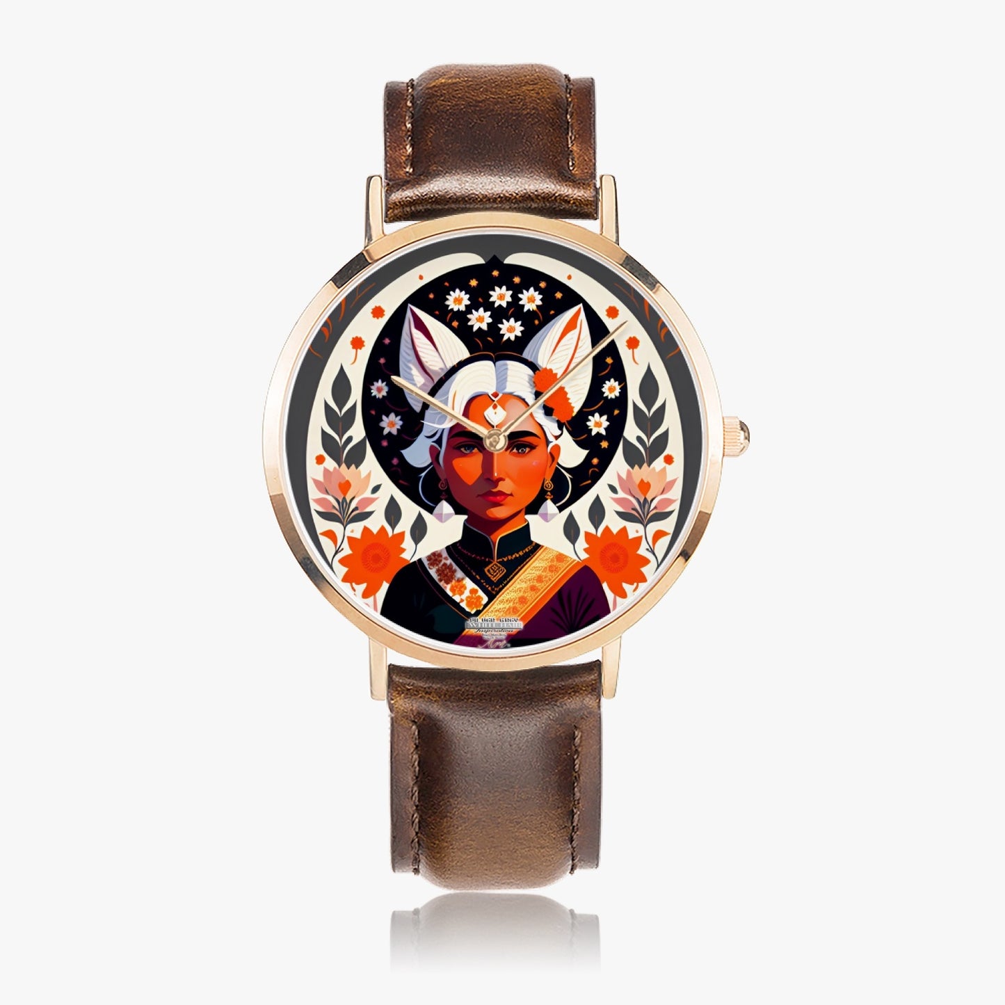 Indian Silverfox. Hot Selling Ultra-Thin Leather Strap Quartz Watch (Rose Gold)