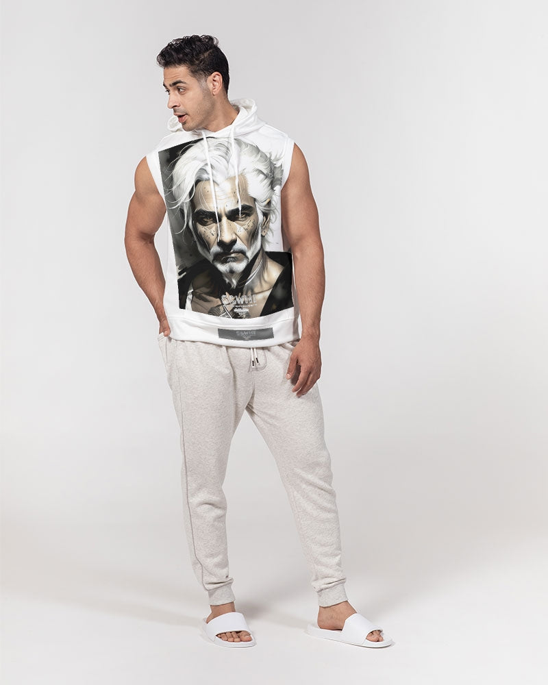 Handsome Silver grey Indian ink Portrait Men's All-Over Print Heavyweight Sleeveless Hoodie