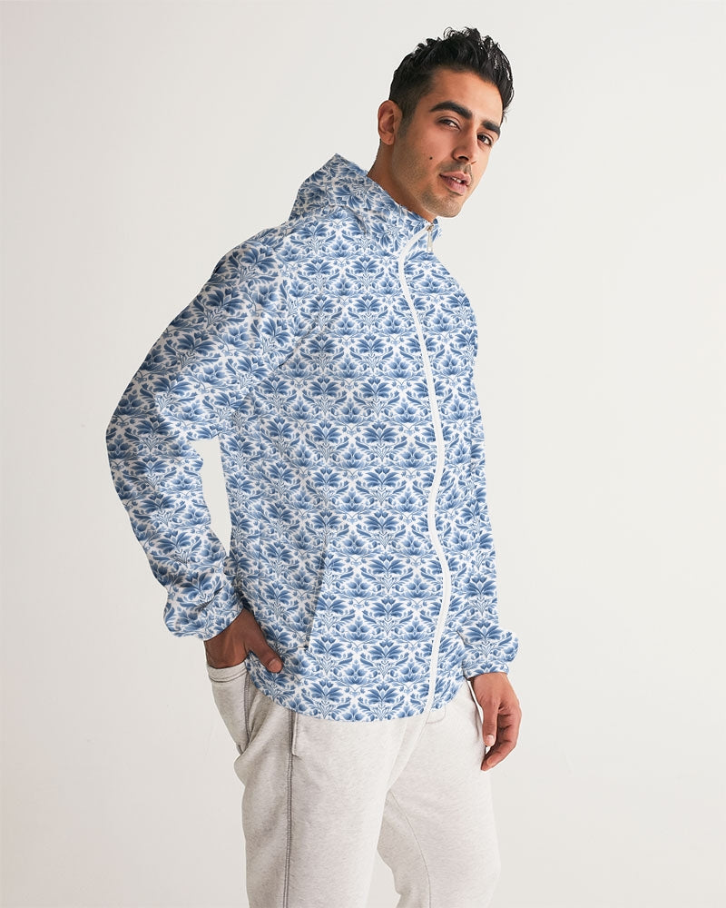 light blue Royal patten  Men's All-Over Print Windbreaker