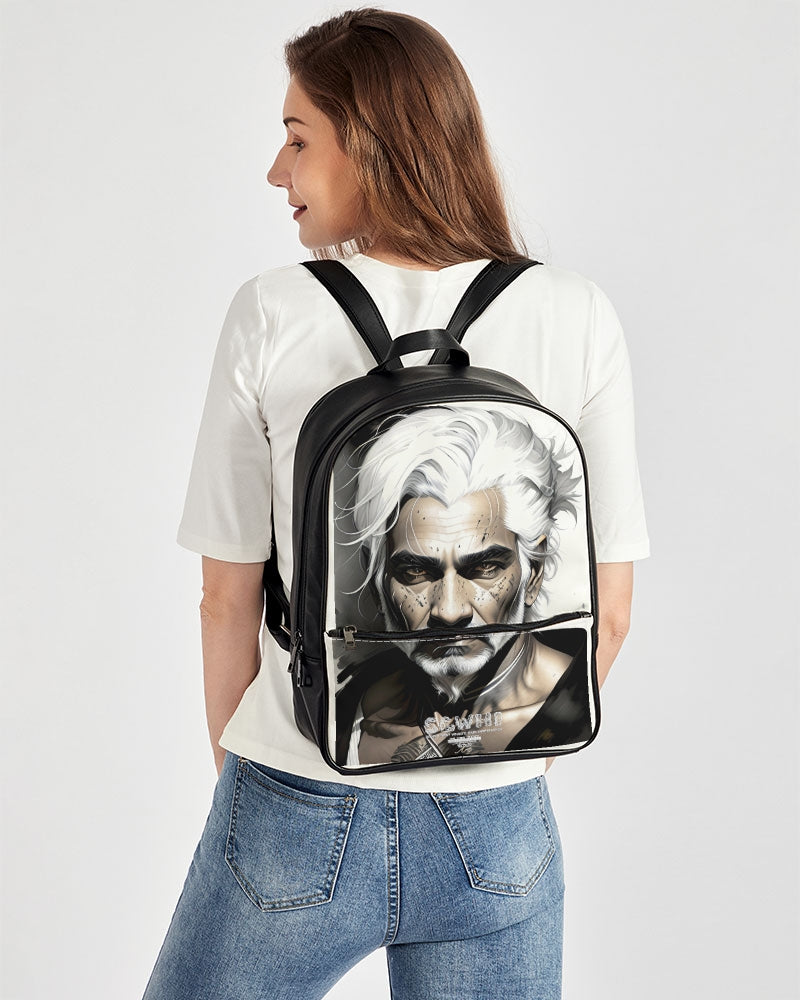 Handsome Silver grey Indian ink Portrait Classic Faux Leather Backpack