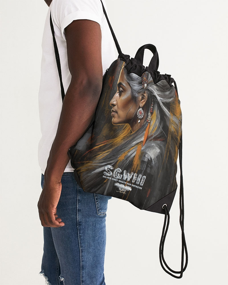 South Asian silver grey white hair sisters portrait [2] Canvas Drawstring Bag