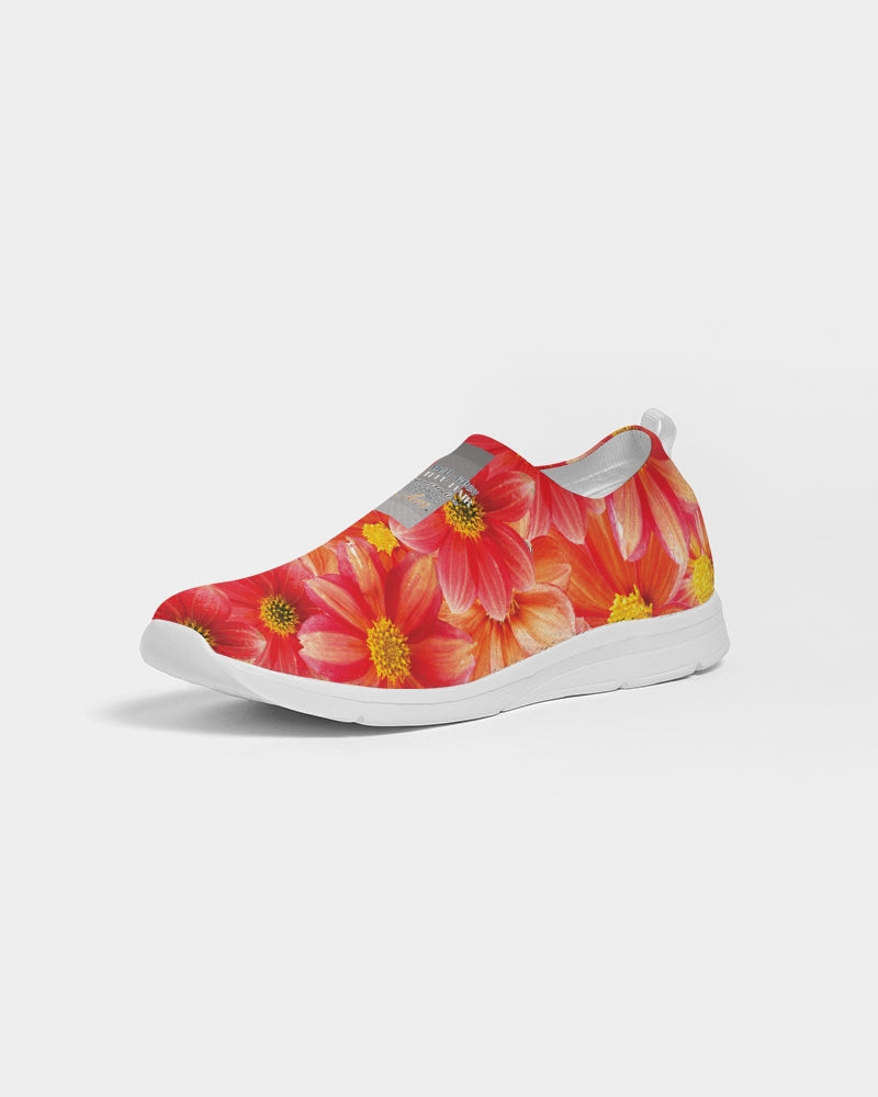 Beautiful blood orange flower design Women's Slip-On Flyknit Shoe