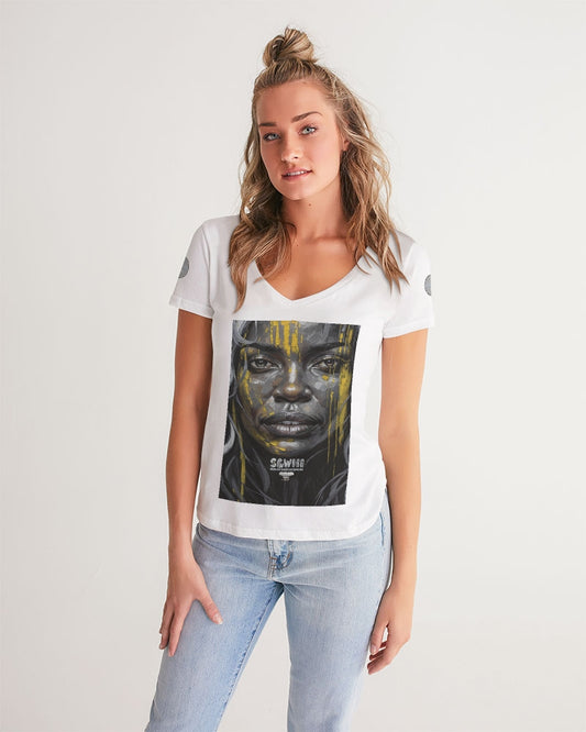 Black Sister Collection [Part 3 ] Women's All-Over Print V-Neck Tee