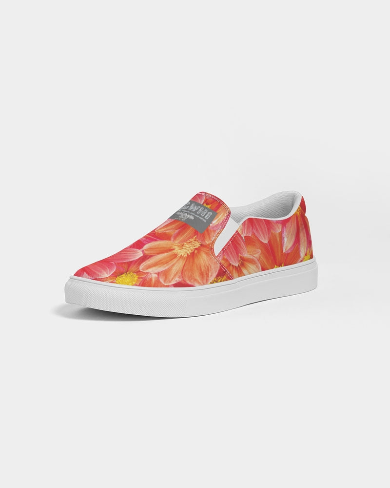 Beautiful blood orange flower design Women's Slip-On Canvas Shoe