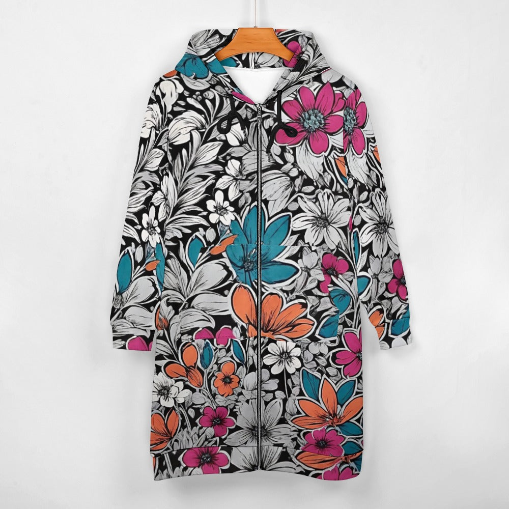 Women's full print long Hoodie