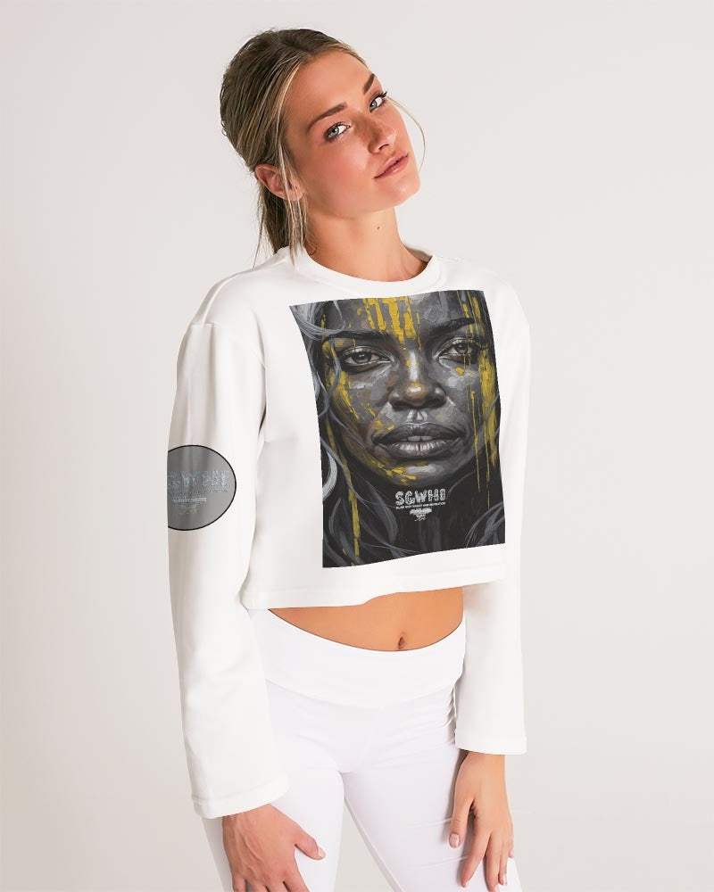 Black Sister Collection [Part 3 ] Women's All-Over Print Cropped Sweatshirt