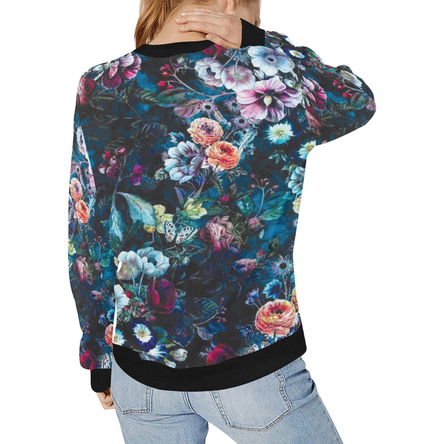 Women's Rib Cuff Crew Neck Sweatshirt (H34)