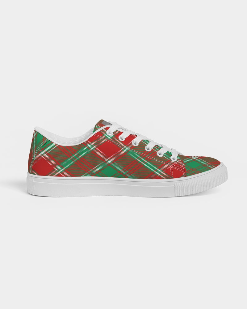 Red & Green cross pattern Men's Faux-Leather Sneaker