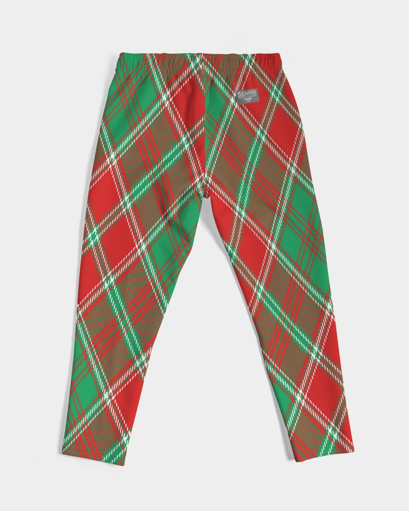 Red & Green cross pattern Men's All-Over Print Joggers