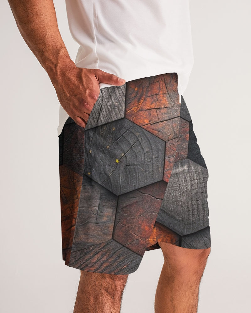 Cool stone hexagon patten 3D Men's All-Over Print Jogger Shorts