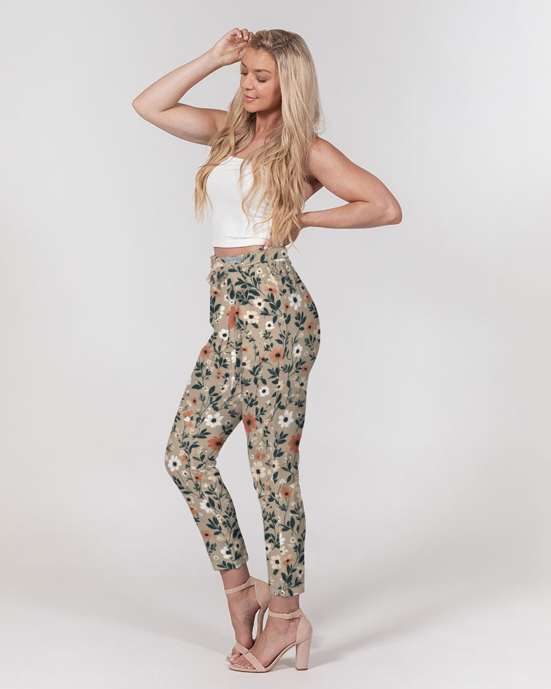 Busy and pretty Women's All-Over Print Belted Tapered Pants