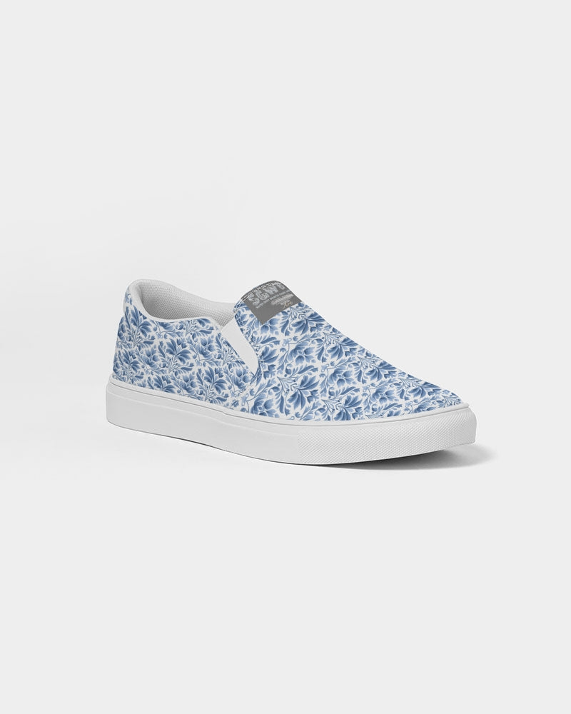 light blue Royal patten  Men's Slip-On Canvas Shoe