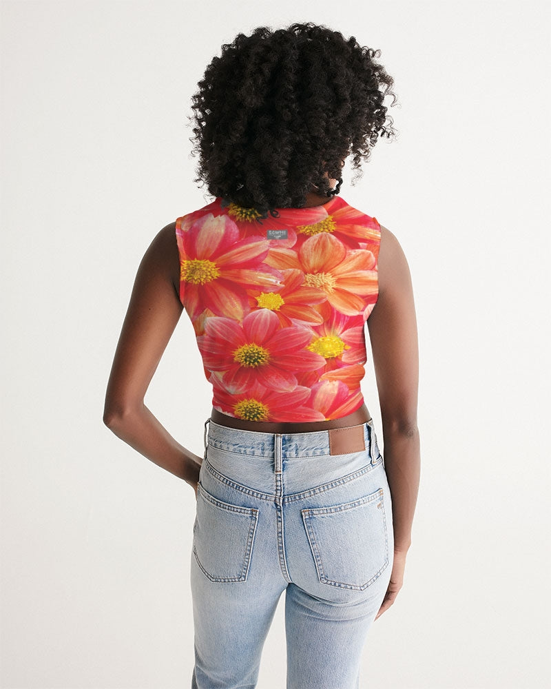 Beautiful blood orange flower design Women's  All-Over Print Twist-Front Tank