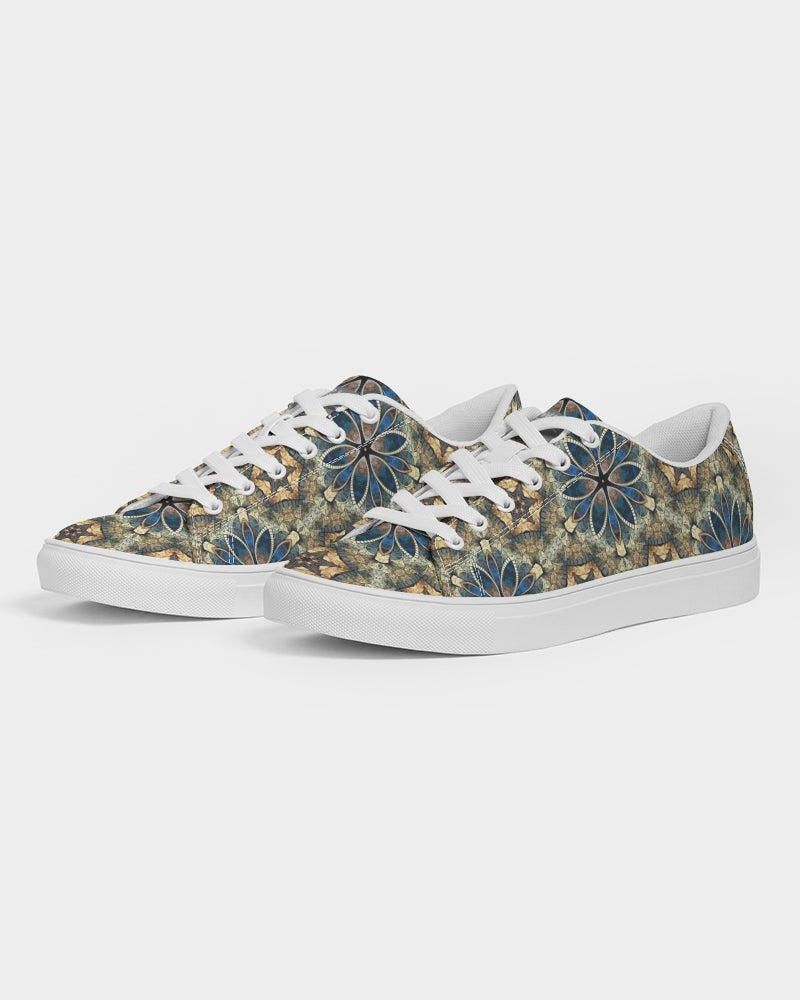 Green & Dark Blue almost star pattern. Men's Faux-Leather Sneaker