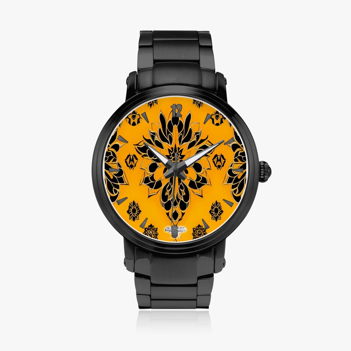 Orange and black royal pattern Steel Strap Automatic Watch (With Indicators)