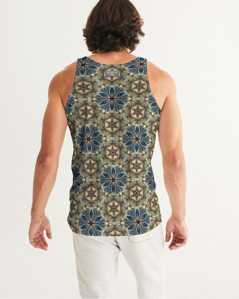 Green & Dark Blue almost star pattern. Men's All-Over Print Tank