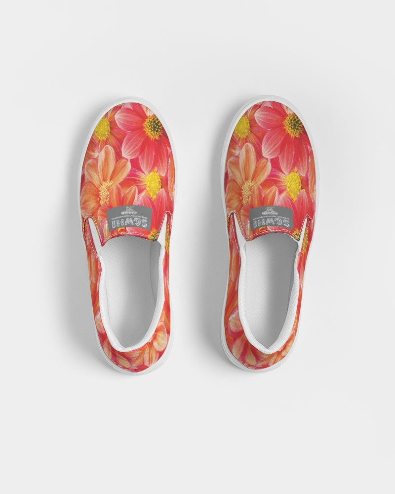 Beautiful blood orange flower design Women's Slip-On Canvas Shoe