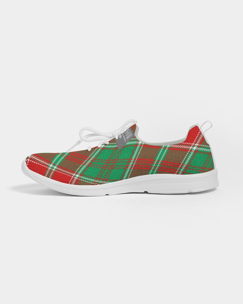 Red & Green cross pattern Men's Lace Up Flyknit Shoe