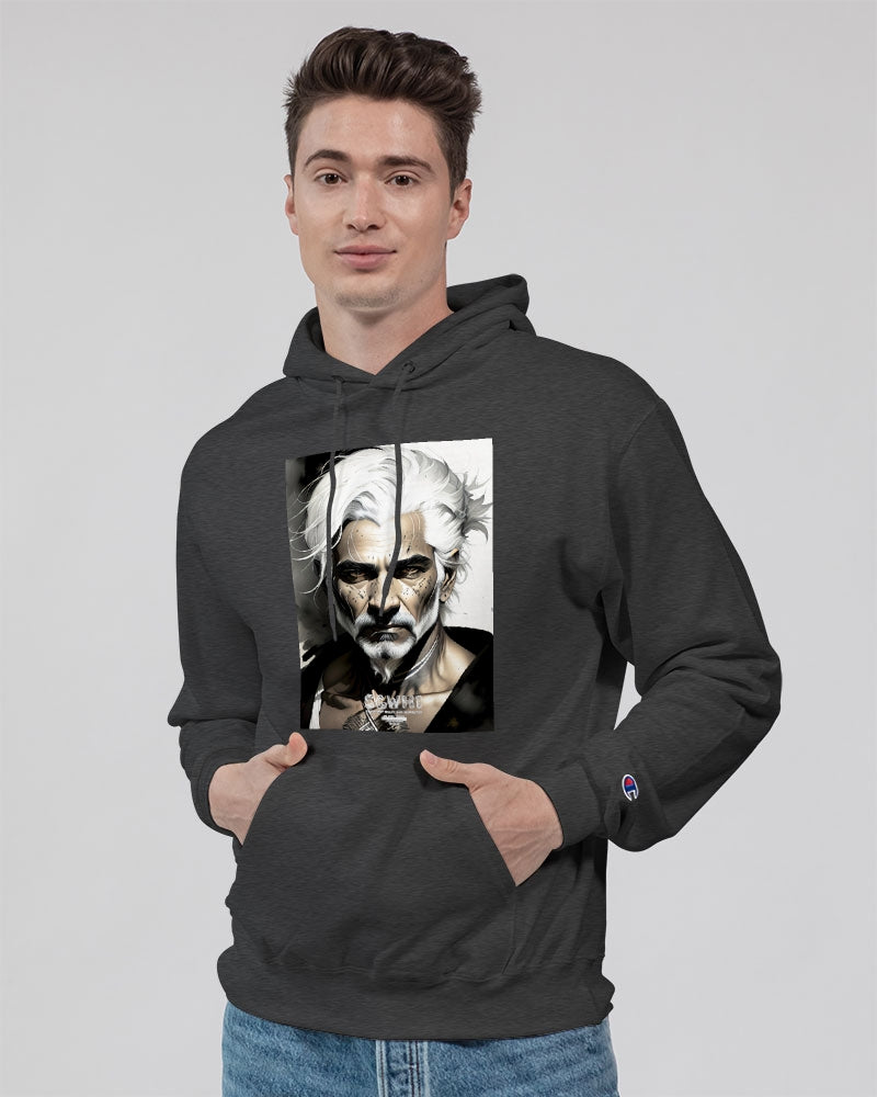 Handsome Silver grey Indian ink Portrait Unisex Hoodie | Champion