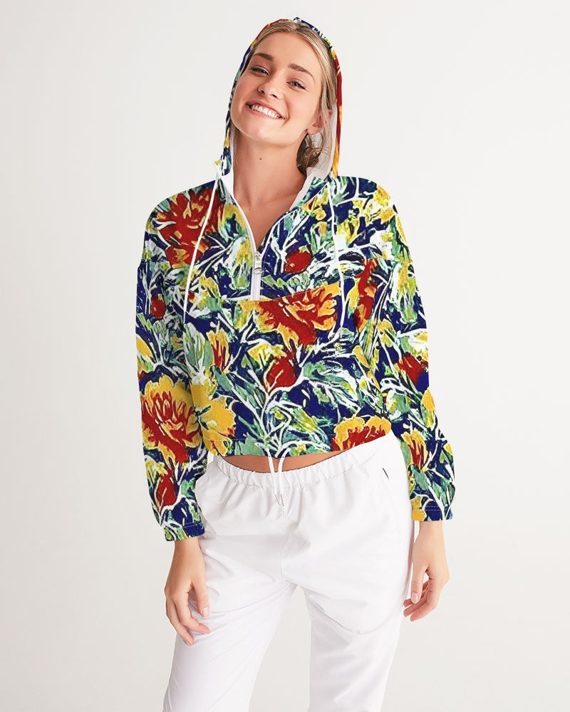 Painted floor design Women's All-Over Print Cropped Windbreaker