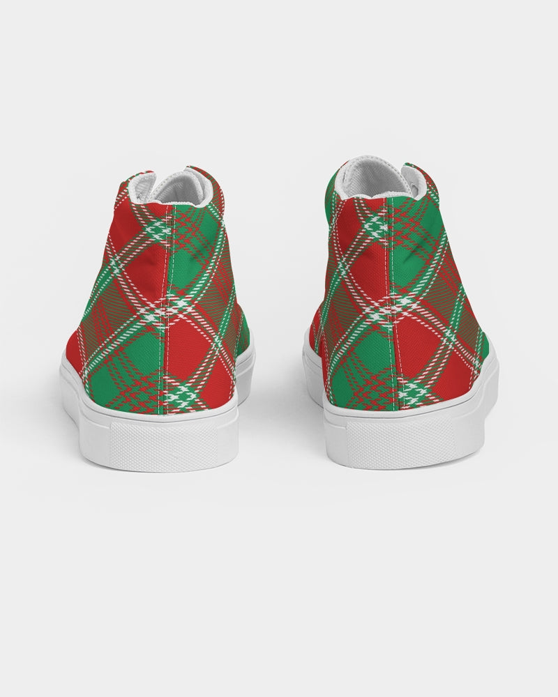 Red & Green cross pattern Men's Hightop Canvas Shoe