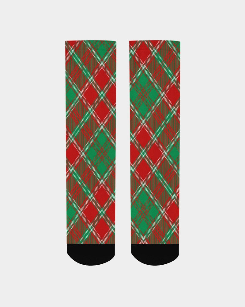 Red & Green cross pattern Men's Socks