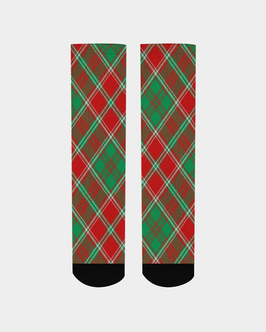 Red & Green cross pattern Men's Socks