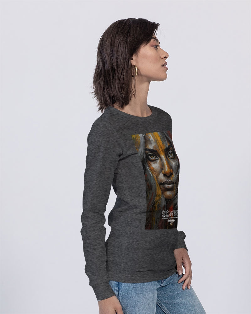 South Asian silver grey white hair sisters portrait  Unisex Jersey Long Sleeve Tee | Bella + Canvas