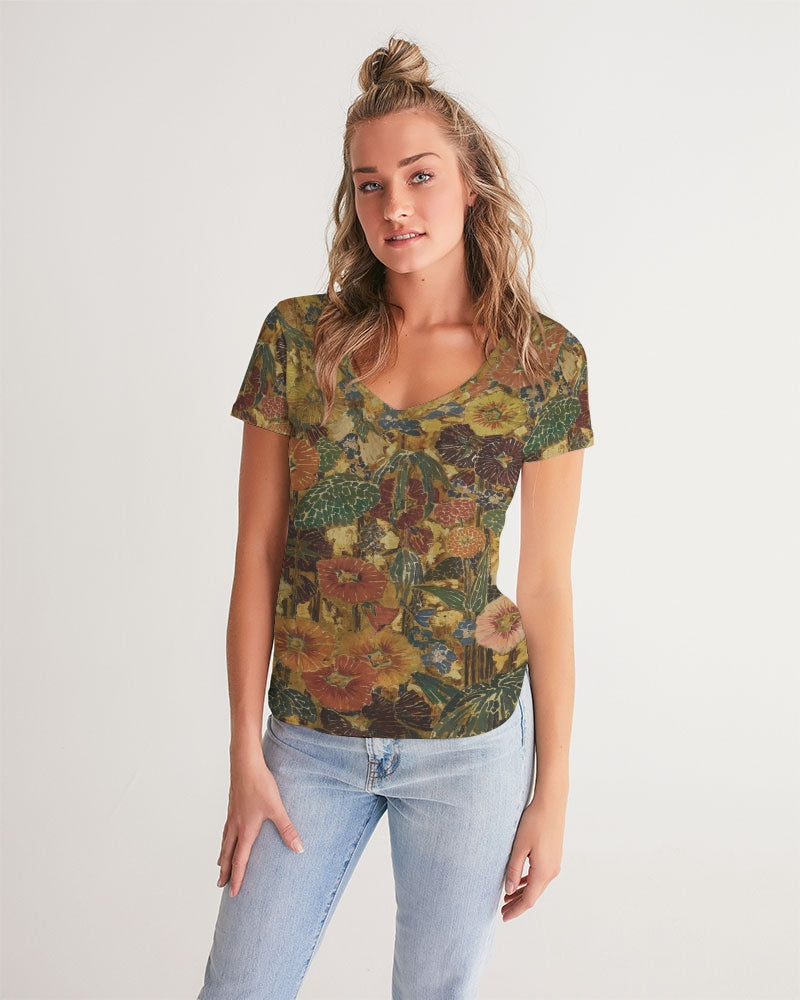 Autumn play Women's All-Over Print V-Neck Tee