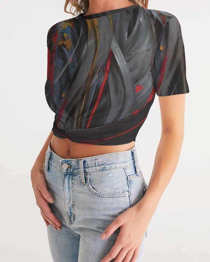 Asian collection [Part 1] Women's All-Over Print Twist-Front Cropped Tee