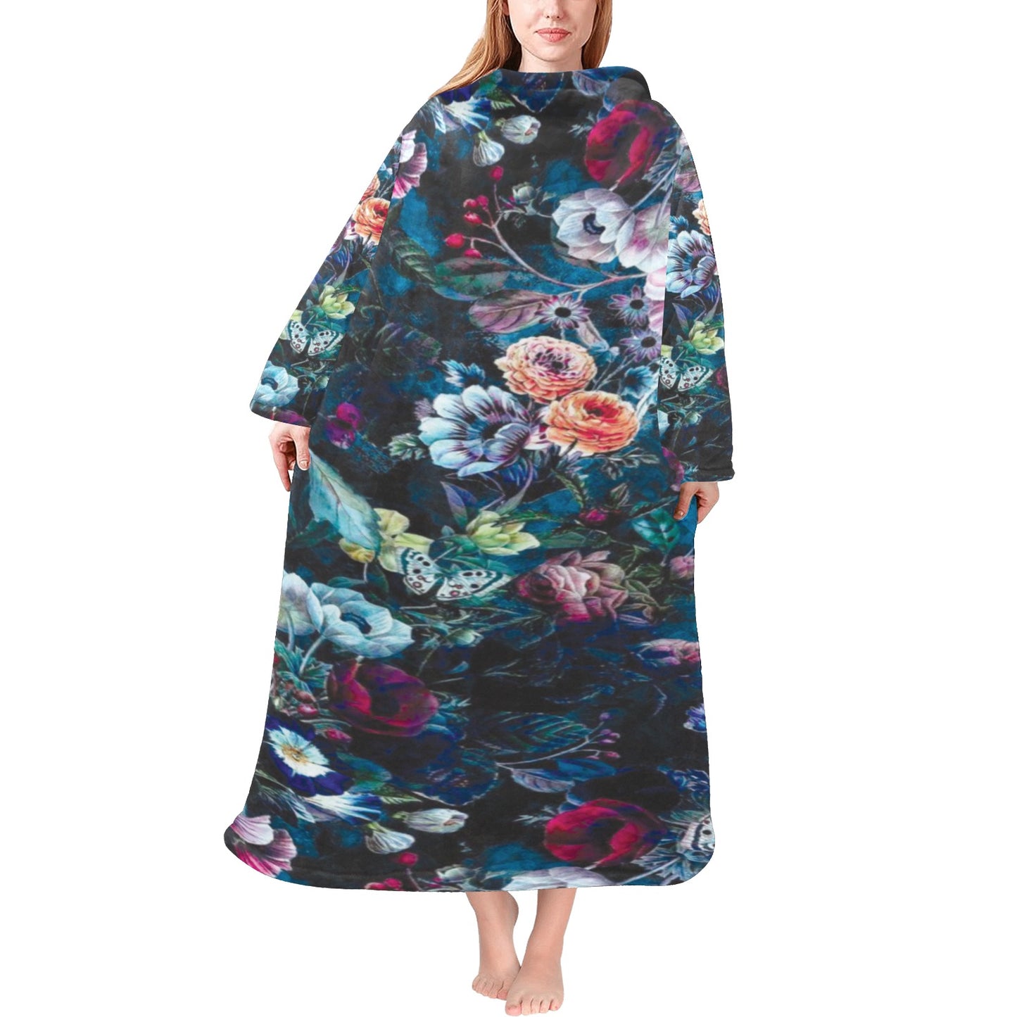 Blanket Robe with Sleeves for Adults