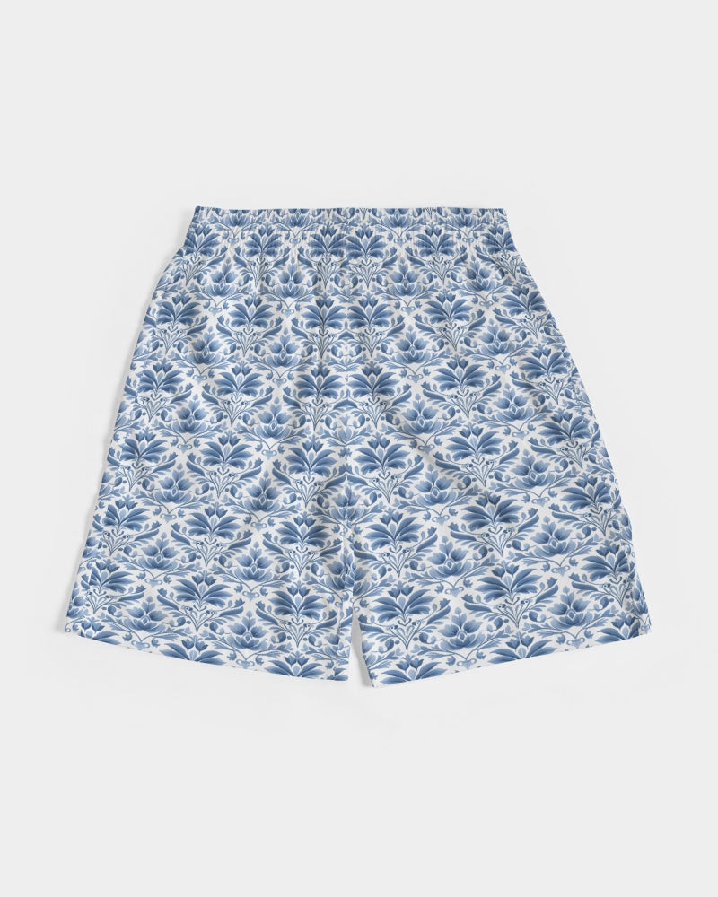 light blue Royal patten  Men's All-Over Print Jogger Shorts