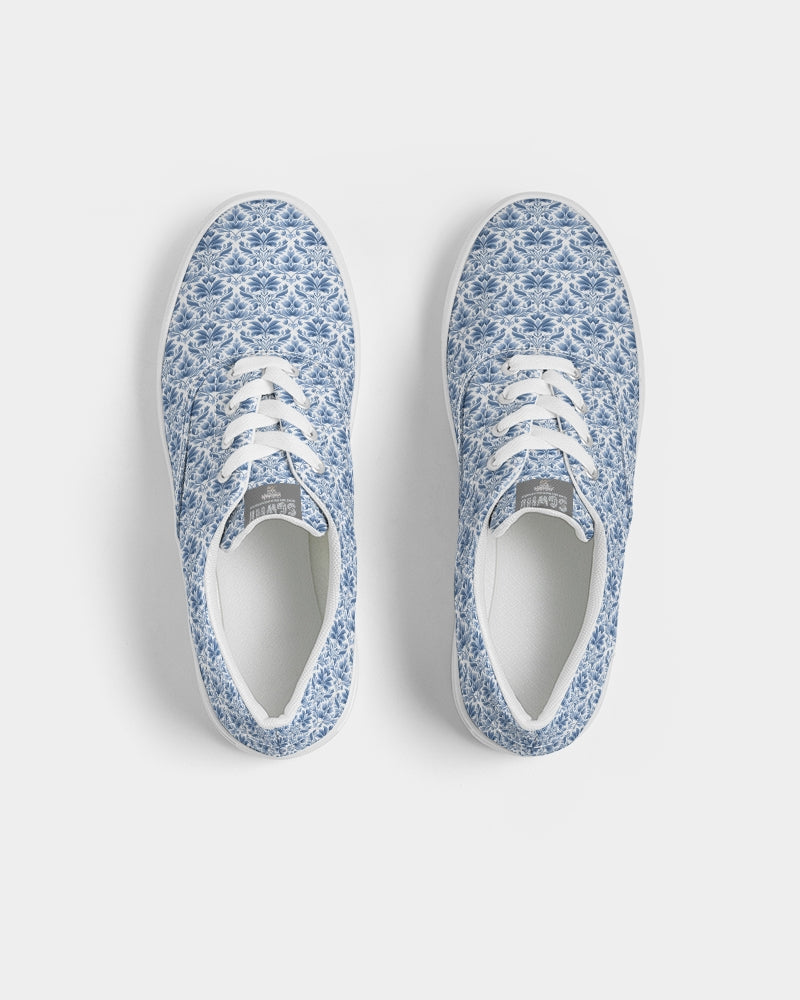 light blue Royal patten  Men's Lace Up Canvas Shoe