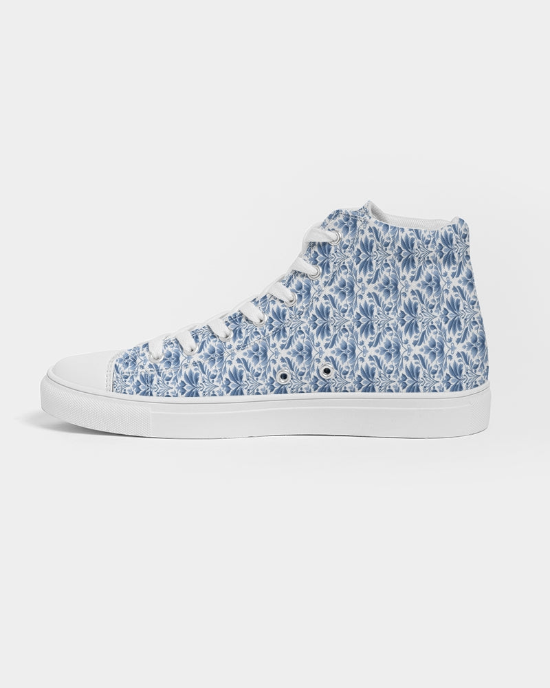 light blue Royal patten  Men's Hightop Canvas Shoe