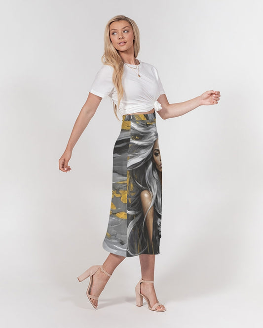 Black Sister Collection [Part 2 ] Women's All-Over Print A-Line Midi Skirt