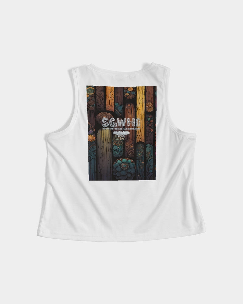 South Asian silver grey white hair sisters portrait [3] Women's All-Over Print Cropped Tank