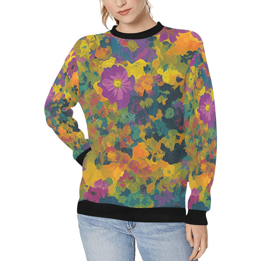 Women's Rib Cuff Crew Neck Sweatshirt (H34)