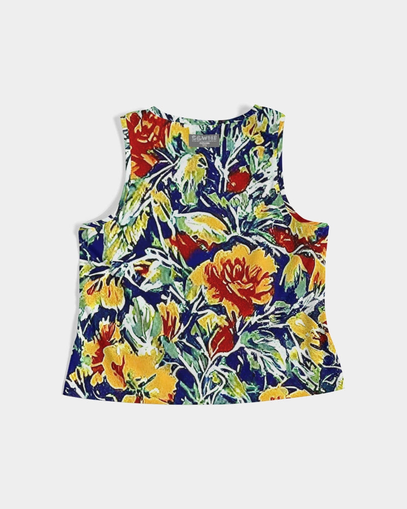 Painted flower design Women's All-Over Print Cropped Tank