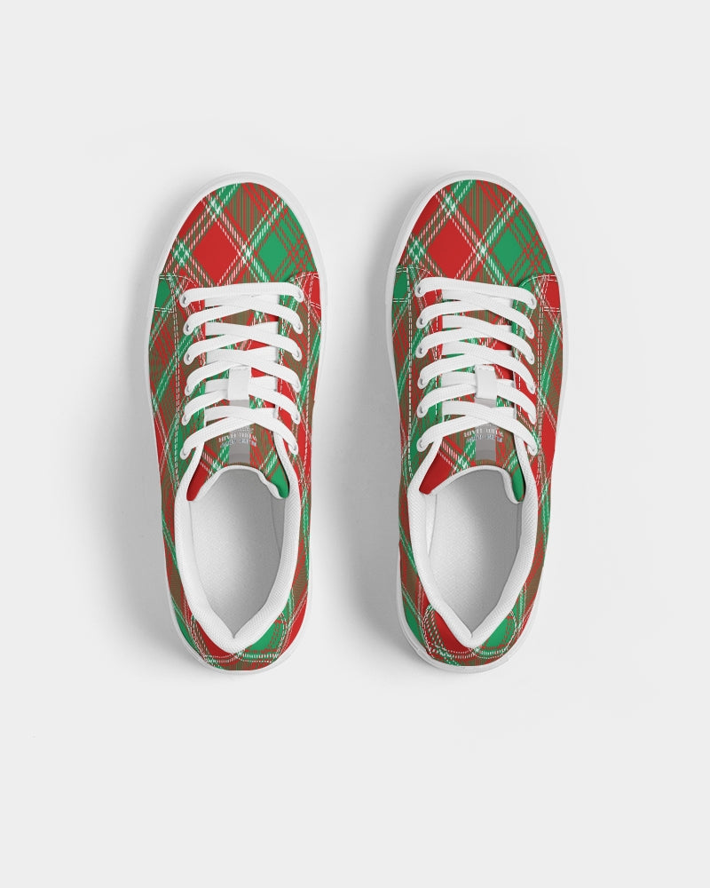 Red & Green cross pattern Men's Faux-Leather Sneaker