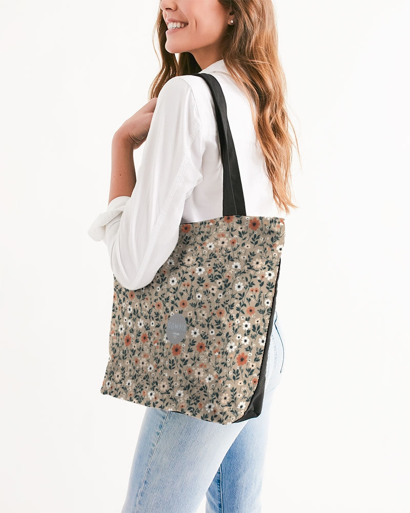 Busy and pretty Canvas Zip Tote