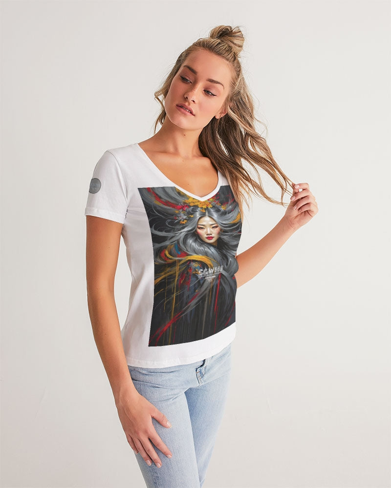 Asian collection [Part 1] Women's All-Over Print V-Neck Tee