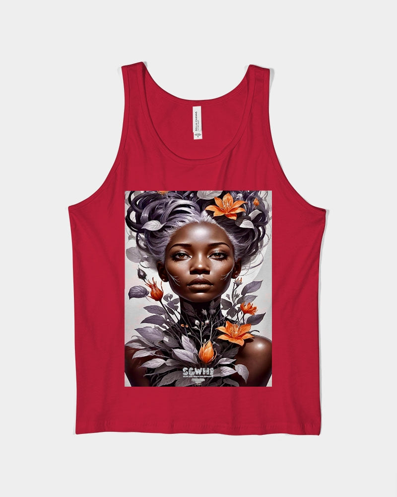 Beautiful black silver grey hair blossom women Unisex Jersey Tank | Bella + Canvas