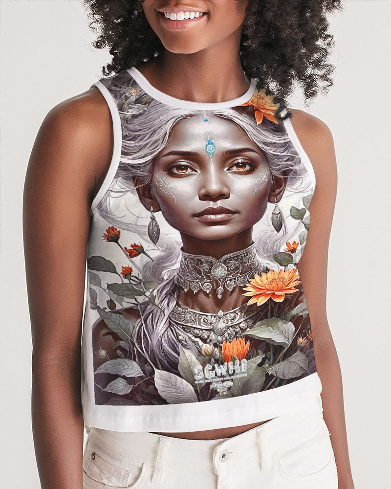 Blossom Indian Grey sister Women's All-Over Print Cropped Tank