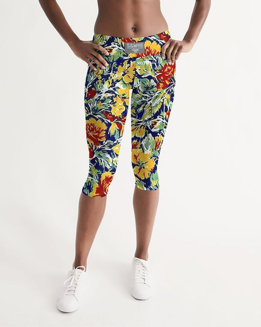 Painted floor design Women's All-Over Print Mid-Rise Capri