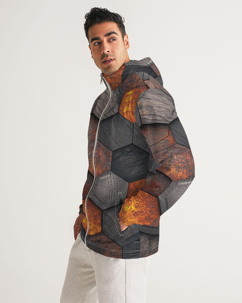 Cool stone hexagon patten 3D Men's All-Over Print Windbreaker