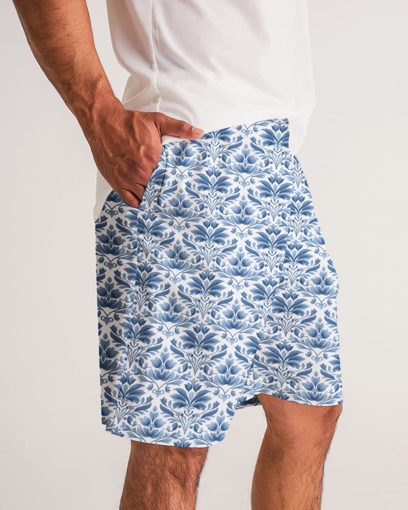 light blue Royal patten  Men's All-Over Print Jogger Shorts