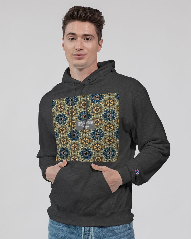 Green & Dark Blue almost star pattern. Unisex Hoodie | Champion