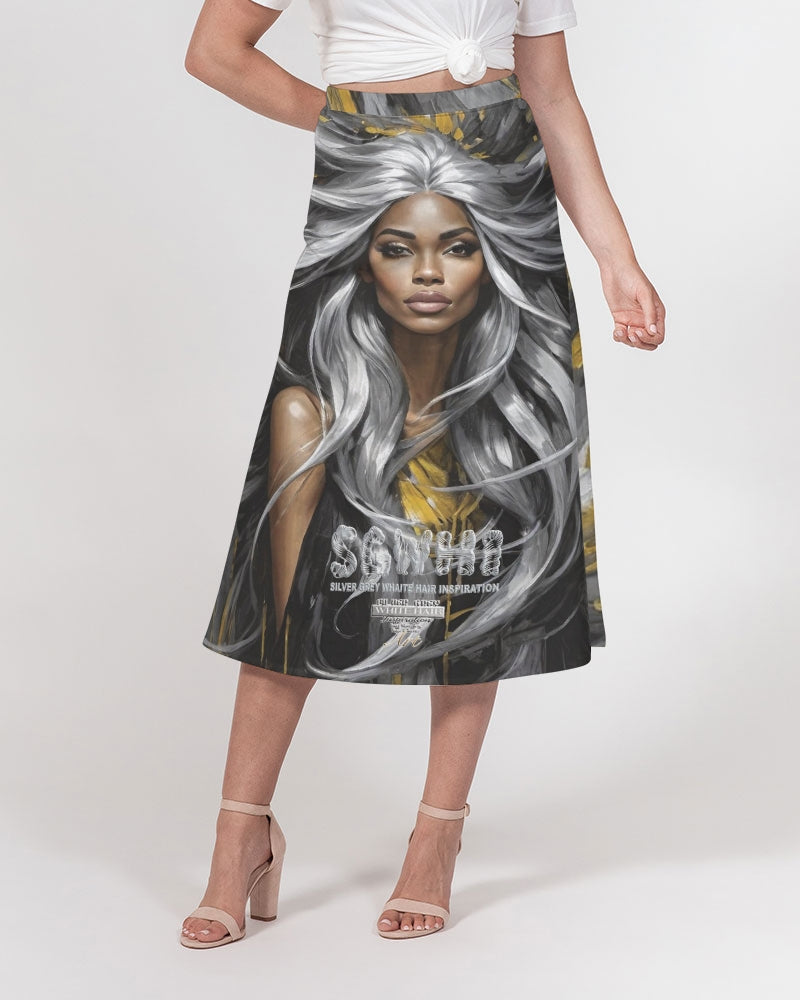 Black Sister Collection [Part 2 ] Women's All-Over Print A-Line Midi Skirt